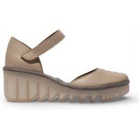 Moderne Leder-Keilsandalen mit Plateau