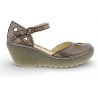 Keilsandaletten aus Metallic-Leder