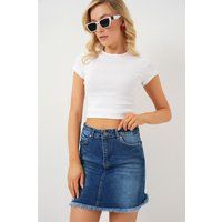 Jeans-Minirock mit ausgefranstem Saum