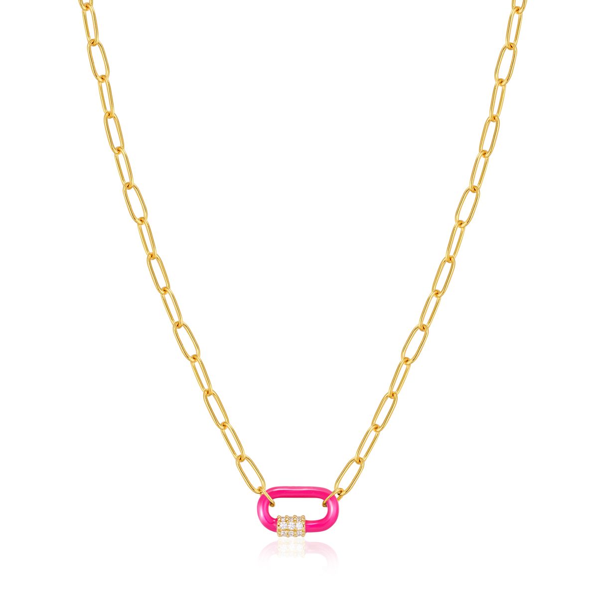 Halskette mit Neon-Emaille-Karabiner