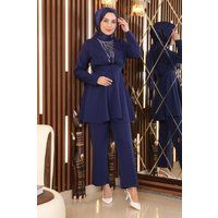 Verziertes Peplum-Tunika- und Hosenset