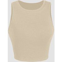 Essentielles Rippen-Crop-Top mit Rundhalsausschnitt
