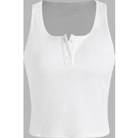 Henley-Crop-Top mit Rippenstruktur