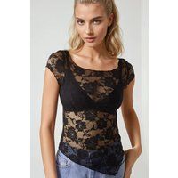 Crop-Top aus floraler Spitze