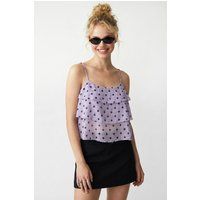 Gestuftes Punkte-Chiffon-Top
