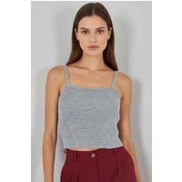 Rippstrick Crop-Top mit quadratischem Ausschnitt