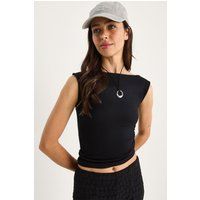 Gerafftes Crop Top mit U-Boot-Ausschnitt
