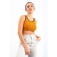 Ärmelloses Rippstrick-Crop-Top