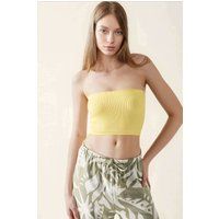 Schlankes trägerloses geripptes Crop-Top