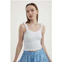 Gesmoktes Crop-Top mit Rüschenträgern