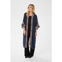 Langer Chiffon-Kimono mit geometrischer Borte