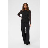 Transparentes Mesh-Top mit 3D-Blumen