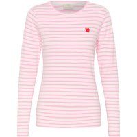Gestreiftes Langarmshirt mit Herz-Applikation