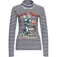Gestreiftes Rollkragenshirt mit Grafikprint