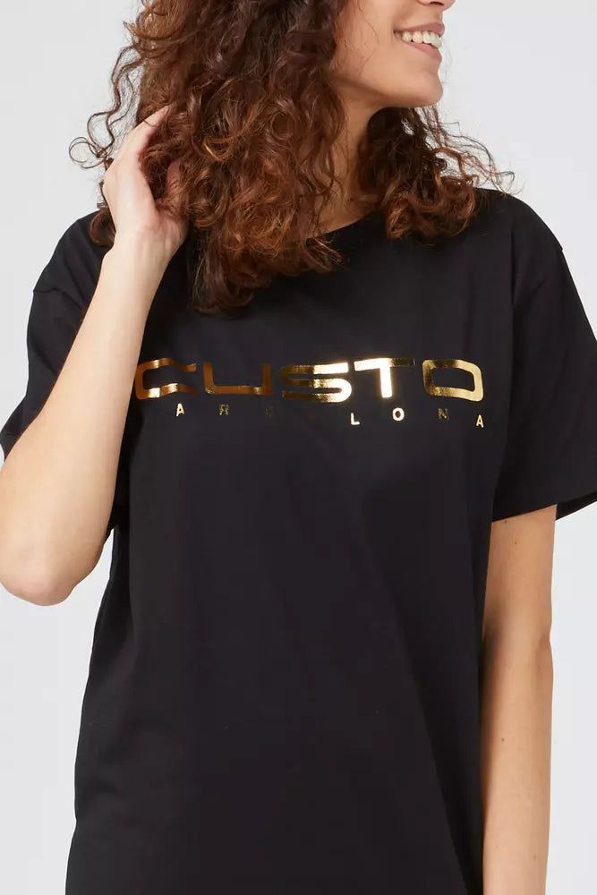 Lockeres T-Shirt-Kleid mit Metallic-Logo
