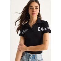 Sportliches Polo-Crop-Top mit Print