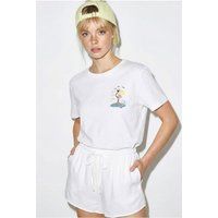 Besticktes Flamingo-Baumwoll-T-Shirt