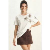 T-Shirt mit Blumenstickerei aus Baumwolle