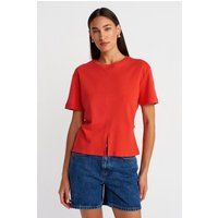 Baumwoll-T-Shirt mit Saumschlitz