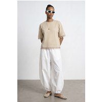 T-Shirt aus Baumwolljersey mit Spitzenbesatz