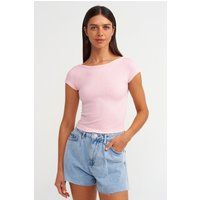 Geripptes Crop-Top mit Rückenausschnitt