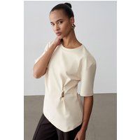 Kurzarm-Jersey-Shirt mit Metall-Detail