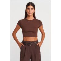 Schmal geschnittenes minimalistisches Crop-T-Shirt