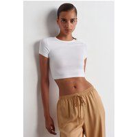 Slim-Fit Cropped Crew Neck Shirt