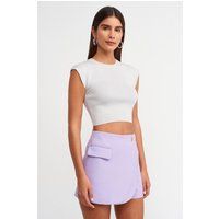 Ärmelloses Ripp-Crop-Top mit Schulterpolstern