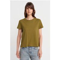 Geripptes Baumwoll-T-Shirt mit Rundhalsausschnitt