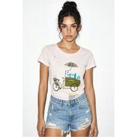 Besticktes T-Shirt mit Bar-Fahrrad-Motiv
