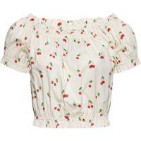 Cropped-Top mit Kirschprint und Carmen-Ausschnitt