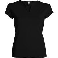 Tailliertes Baumwoll-T-Shirt mit V-Ausschnitt
