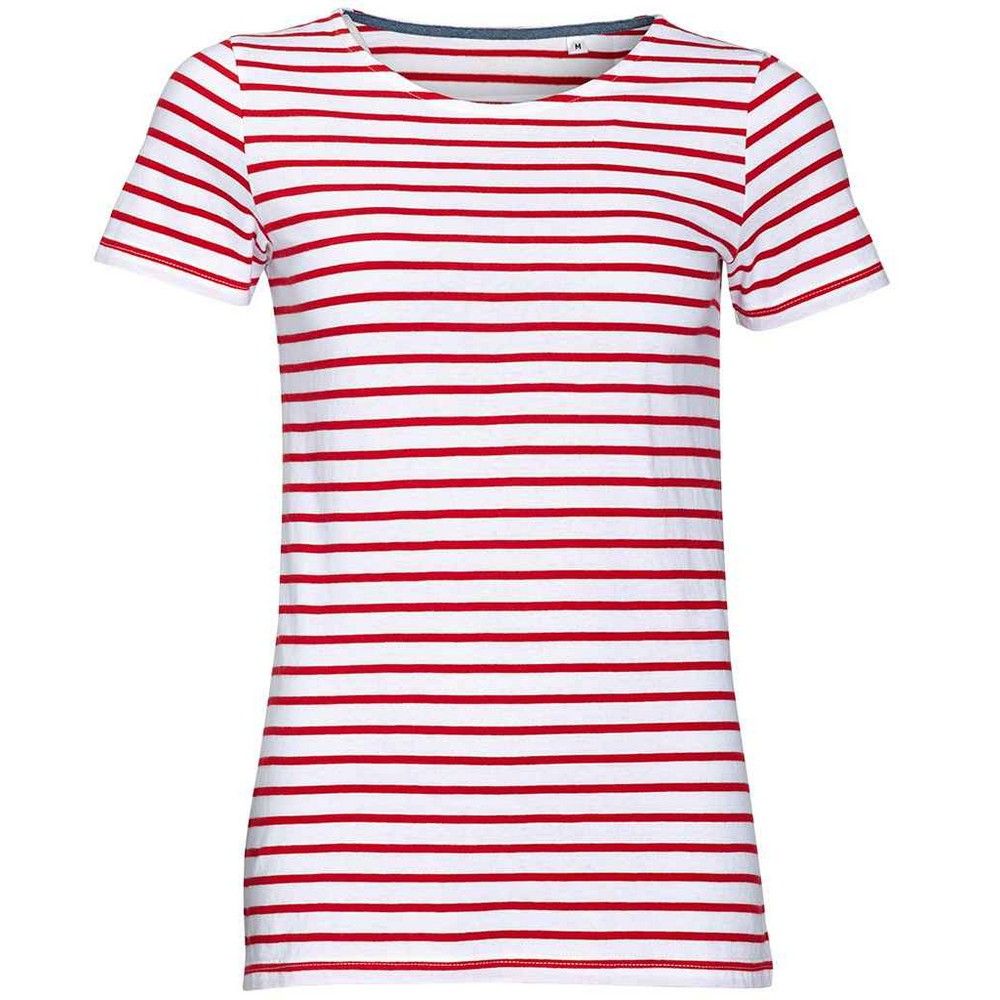 Horizontal gestreiftes Rundhals T-Shirt