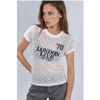 T-Shirt aus Spitze mit Grafikprint