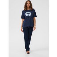 Lockeres T-Shirt mit Lippen-Grafik