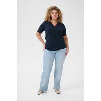 Baumwoll-T-Shirt mit Spitzen-V-Ausschnitt