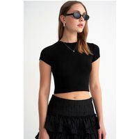Tailliertes Kurzarm-Crop-T-Shirt