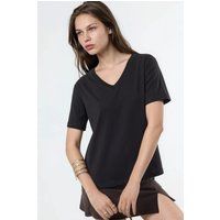 Essentielles Strick-T-Shirt mit V-Ausschnitt