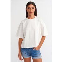 Oversized Baumwoll-T-Shirt mit Rundhals