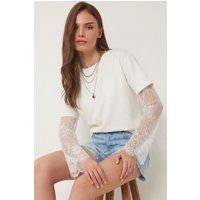 Oversized-T-Shirt mit Spitzenärmeln