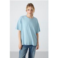Übergroßes Baumwoll-Modal Rundhals-T-Shirt