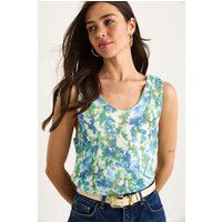 Ärmelloses Top mit Aquarell-Blumenmuster