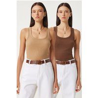 Figurbetontes Ripp-Tanktop im 2er-Pack
