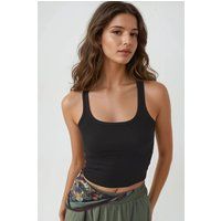 Geripptes Crop-Tanktop mit U-Ausschnitt