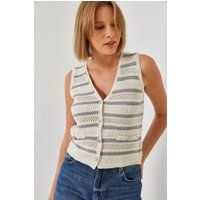 Gestreifte Strickweste mit Knöpfen