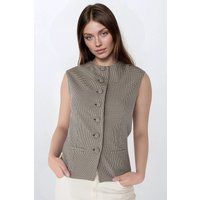 Taillierte karierte Rundhals-Weste