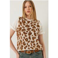 Strickweste mit Leopardenmuster