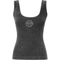 Geripptes Tanktop mit Hexagon-Logo