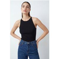 Geripptes Stricktop mit Rundhals